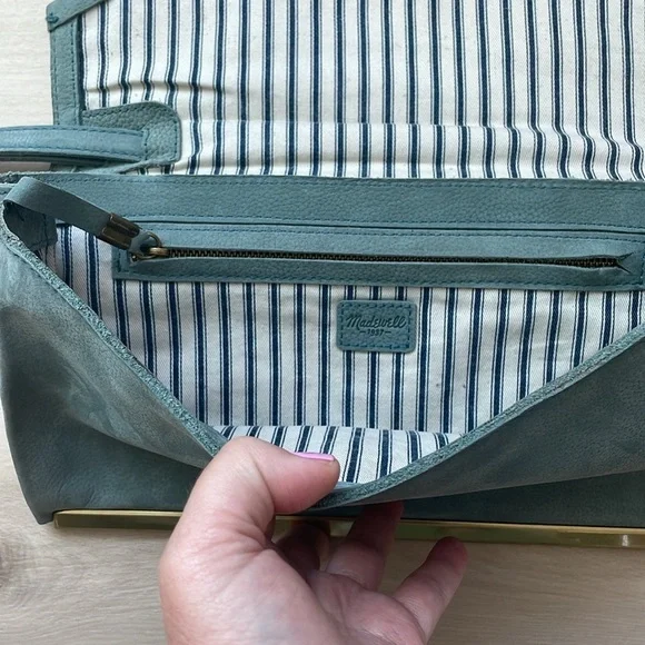 Madewell Eaton blue nubuck leather envelop clutch wristlet - Picture 5 of 7